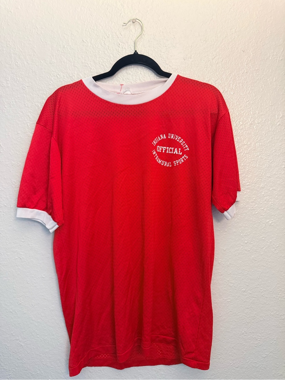 Vintage Red Crewneck Short Sleeve Athletic Tee with White Trim
